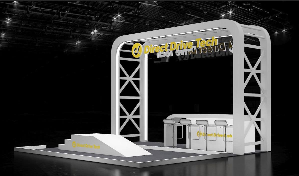 Direct Drive Tech industrial exhibition booth design rendering